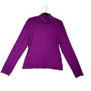 Lauren Ralph Lauren Purple Mock Neck Top L  Soft Stretch Long Sleeve Logo Shirt